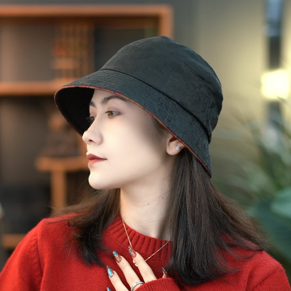 黑色交织提花帽子时尚印花经典时尚