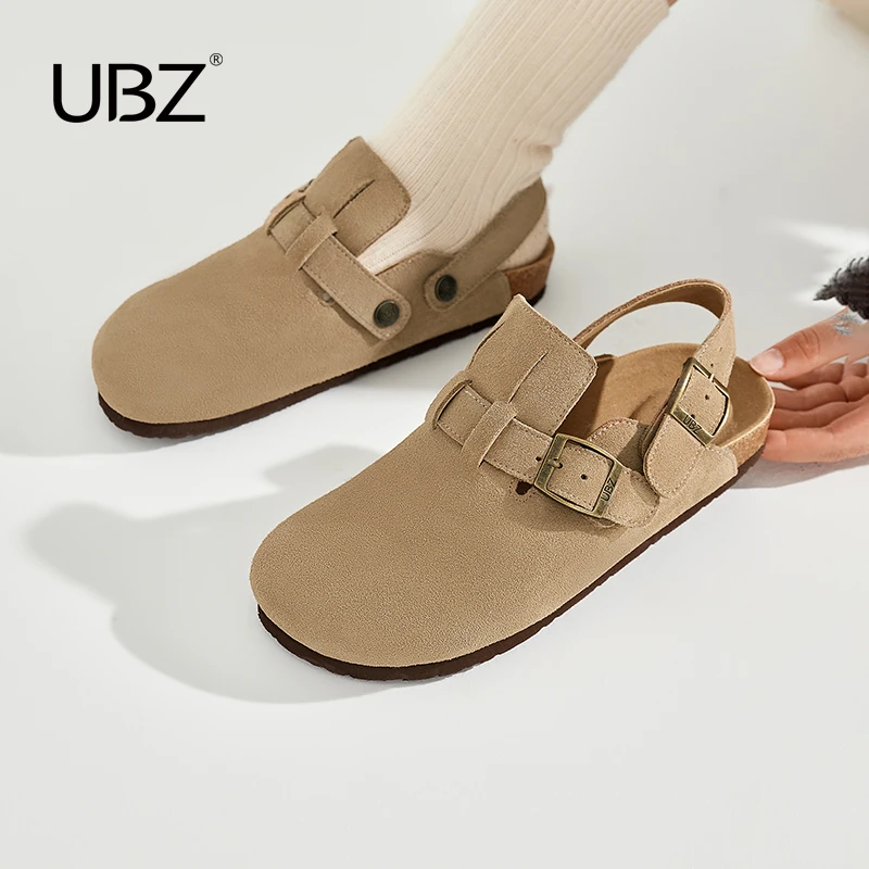 UBZ 防水勃肯拖鞋女两穿厚底2025新款秋软木外穿包头博肯半拖