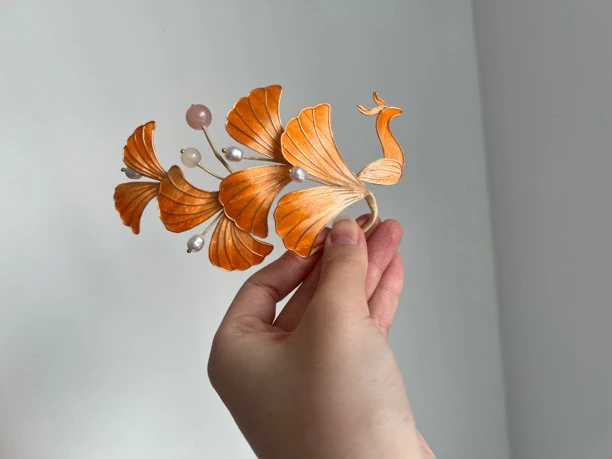 掐丝凤凰 簪子 发簪 头饰 古风 发饰 绒花