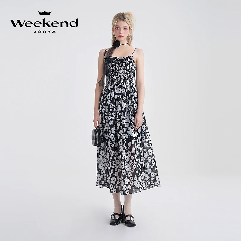 卓雅周末2024年夏季新款优雅气质浪漫花朵吊带长款连衣裙EJWEBF50