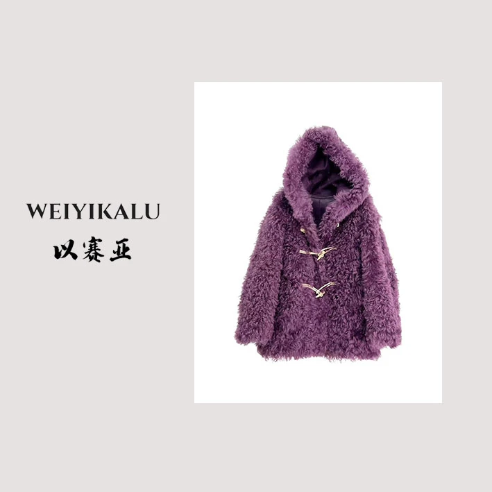 以赛亚 夜与法兰西 23年进口中长连帽设计师款时尚皮毛一体8306-1