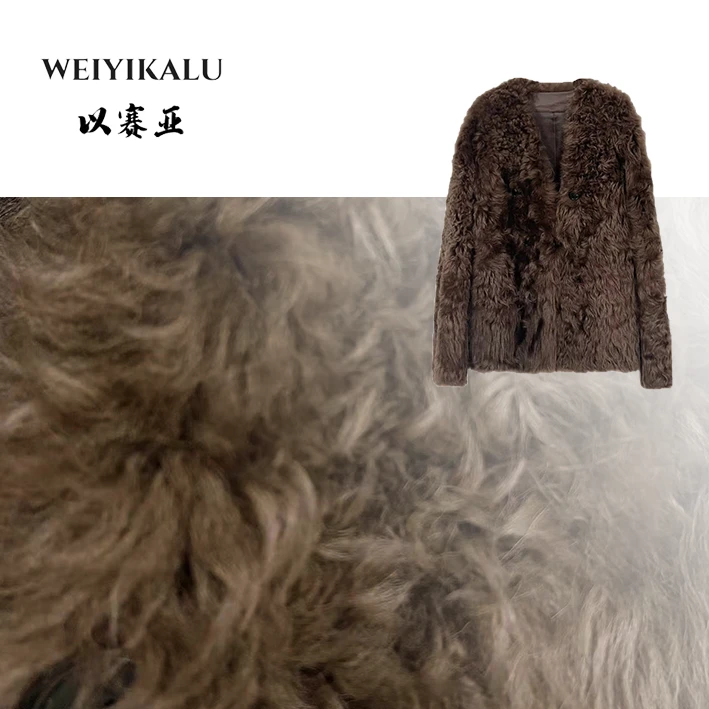 以赛亚 香醇摩卡 24年LPZ新款冬季皮草V领托斯卡纳皮毛一体 8821