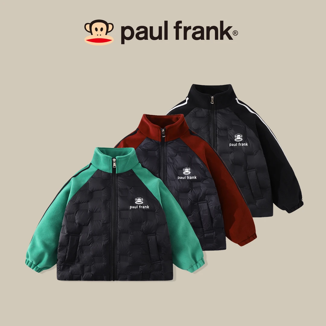 paul frank/大嘴猴2023新款儿童冬季保暖撞色休闲轻薄羽绒服CC093