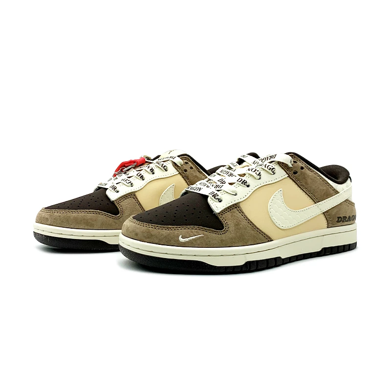NIKE/耐克DUNK 米白棕拼色龙年限定男女鞋运动低帮百搭【球鞋定制】