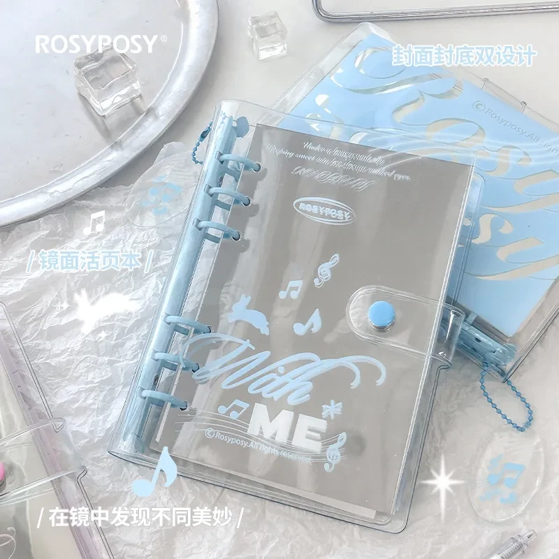 RosyPosy柔设镜面活页本ins高颜值手账笔记本可拆卸少女心日记本