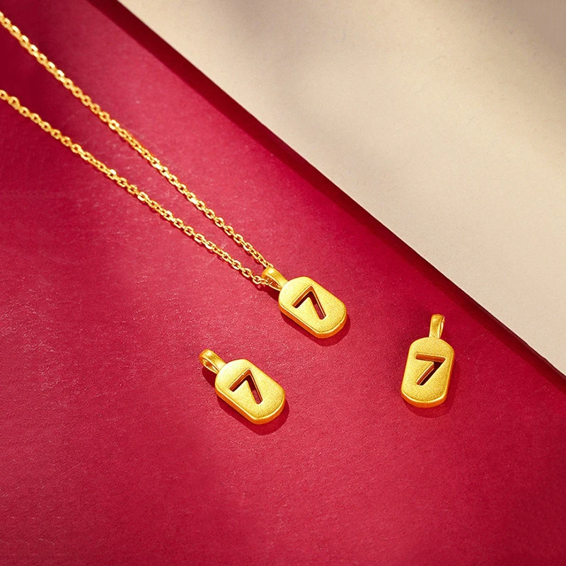 珍凰珠宝7字吊坠甜美直播女士项链专柜小金坠时尚自然