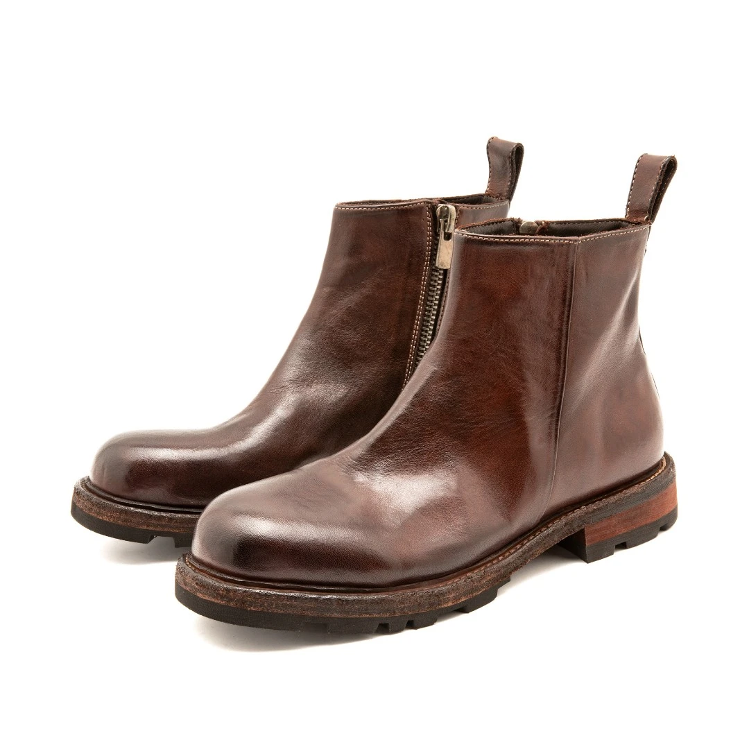 YO-B1128英伦风男士秋冬时尚切尔西靴固特异手缝延条真皮大底皮靴