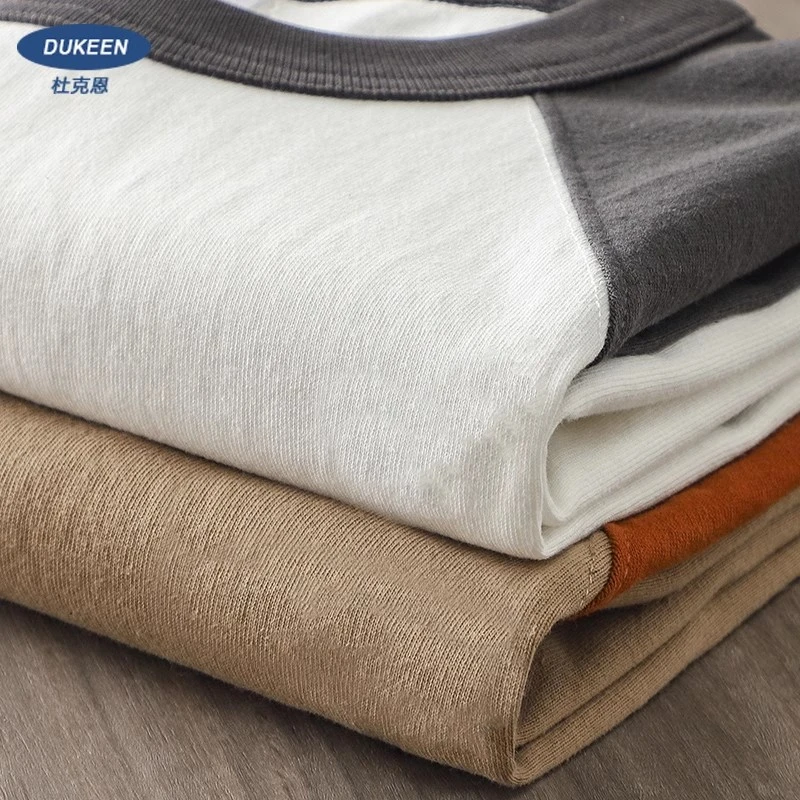 杜克恩320g重磅纯棉插肩休闲长袖T恤男款2025秋季撞色情侣装衣服