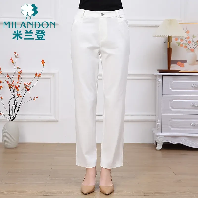 MILANDON/米兰登2024新款秋季高腰直筒长裤简约女休闲裤3P310106