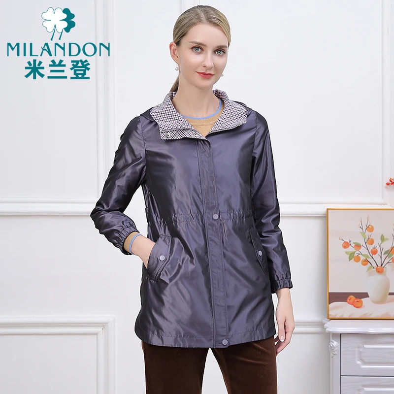 MILANDON/米兰登24秋季新款时尚大码风衣休闲女连帽外套3P480101