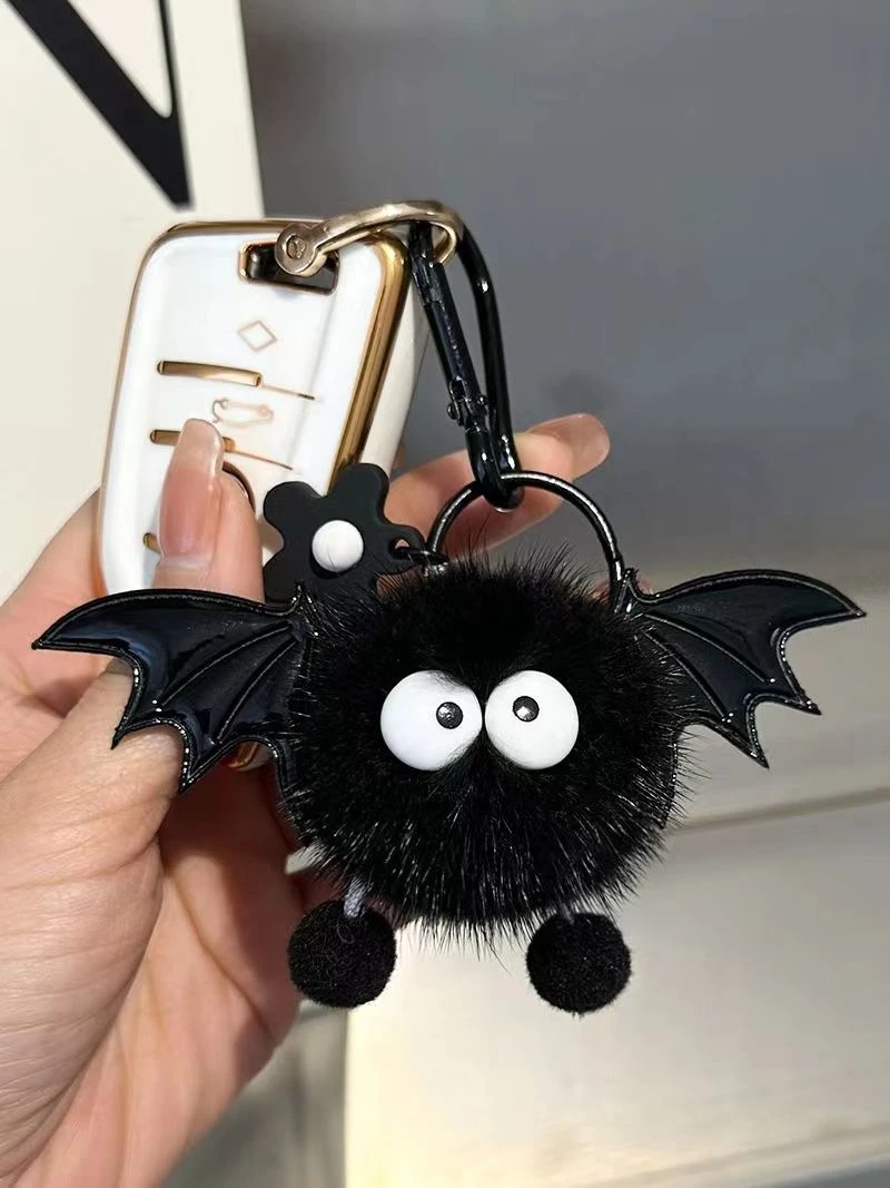 可爱水貂毛绒小煤球书包背包挂件公仔汽车钥匙扣链挂饰品情侣礼物