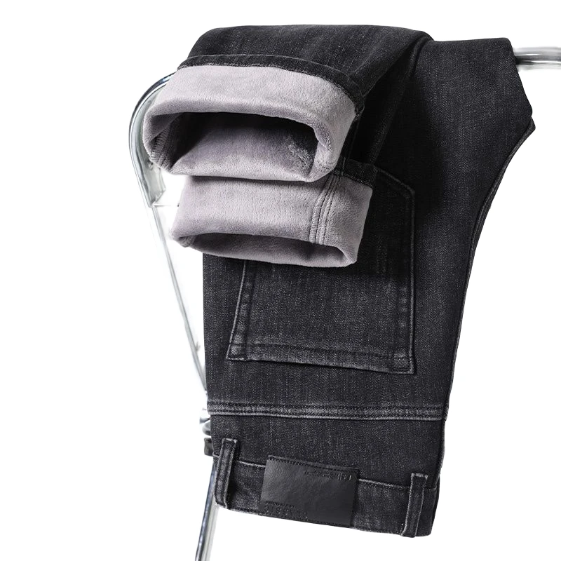 高端加绒加厚裤男士秋冬季新款大码男士秋冬款牛仔裤直筒百搭长裤