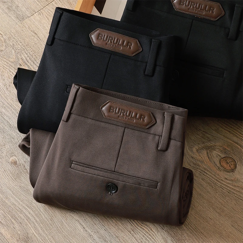 柏雷斯沃男士秋冬厚款男士弹力抗皱柔软免烫高档商务直筒休闲长裤