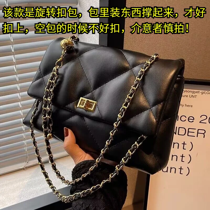 黑色包包女2024新款爆款时尚高级感单肩小方包洋气百搭链条斜挎包
