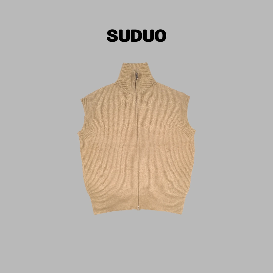 「SUDUO」朵朵2024秋冬新款设计师极简立领拉链背心针织衫S240247