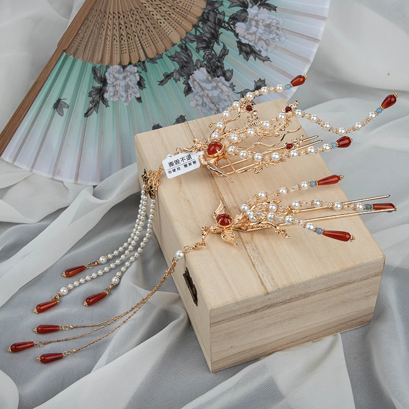 侧凤司司原创偏凤头饰金丝凤发饰复古汉服流苏凤冠