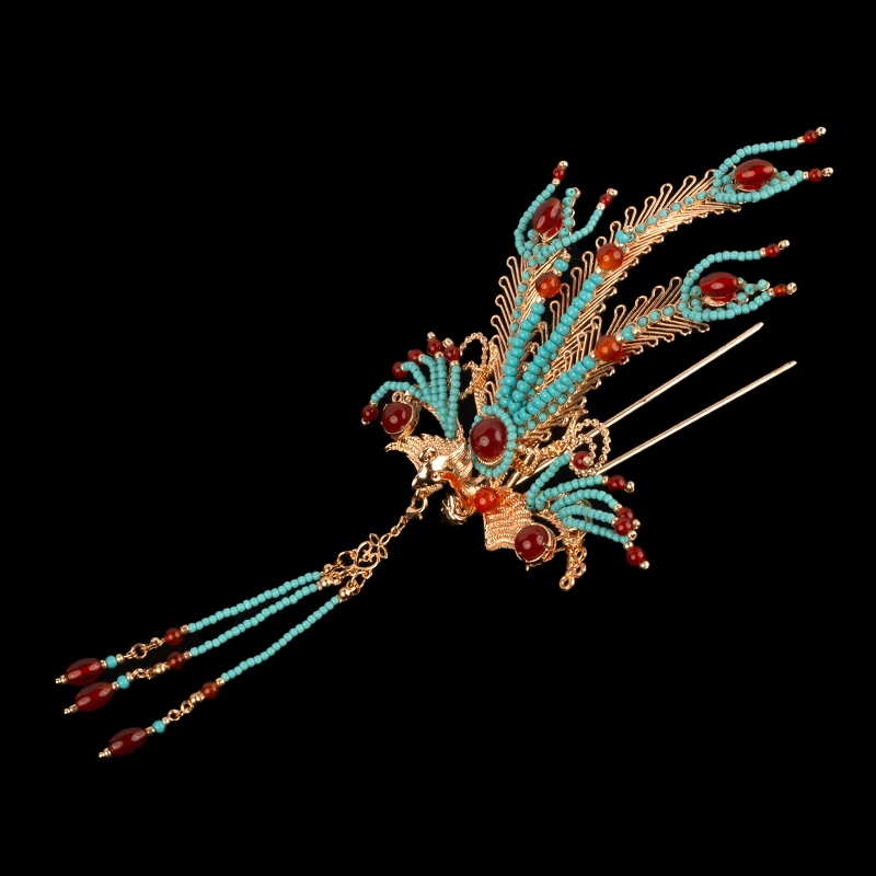 蓝陵蓝色结婚中式新娘民族风明制宫廷烧蓝发饰凤冠霞