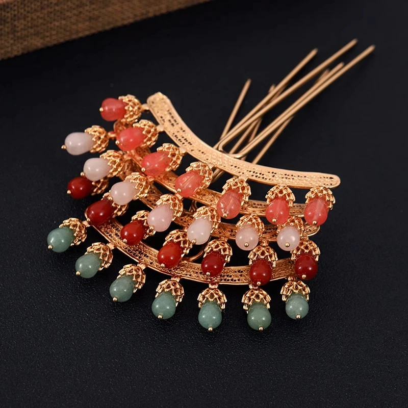 七排簪百搭复古古风新娘流苏民族风步摇宫廷