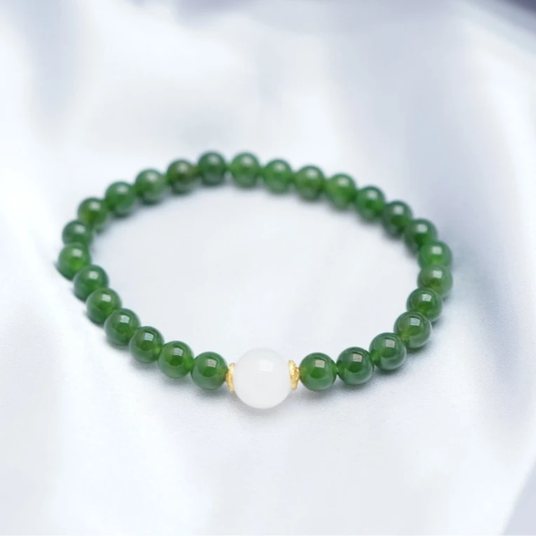 【大山专享】S925和田玉碧玉手串5.5+ FGMW121710