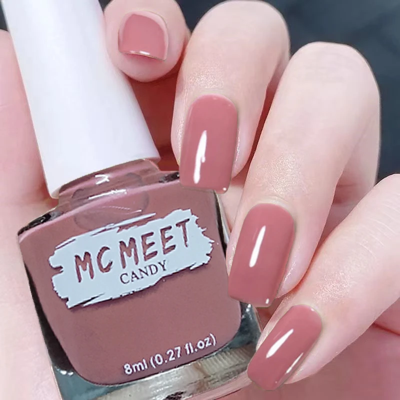 豆沙粉手指甲脚指甲美甲油显白不可剥免烤快干持久不掉色流行色