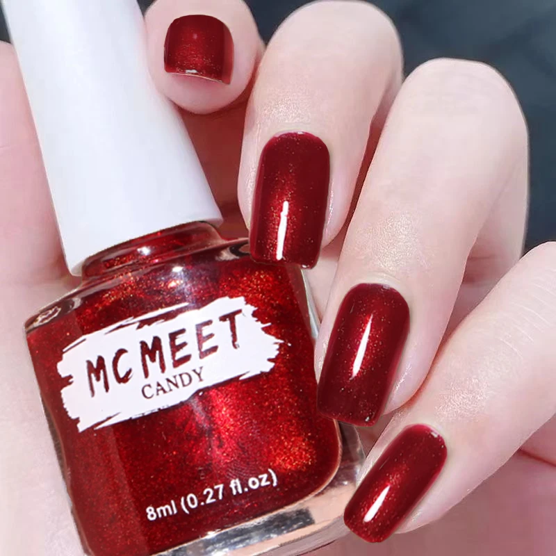 手指甲脚指甲亮晶晶红色无毒美甲油显白防水免烤快干持久不掉色