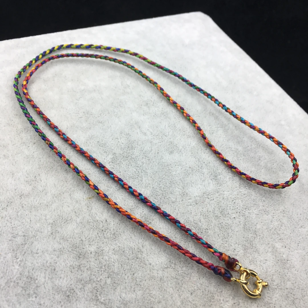 非金属布艺项链 时尚编织纯手工彩色多色绳编可调节简约编绳挂脖