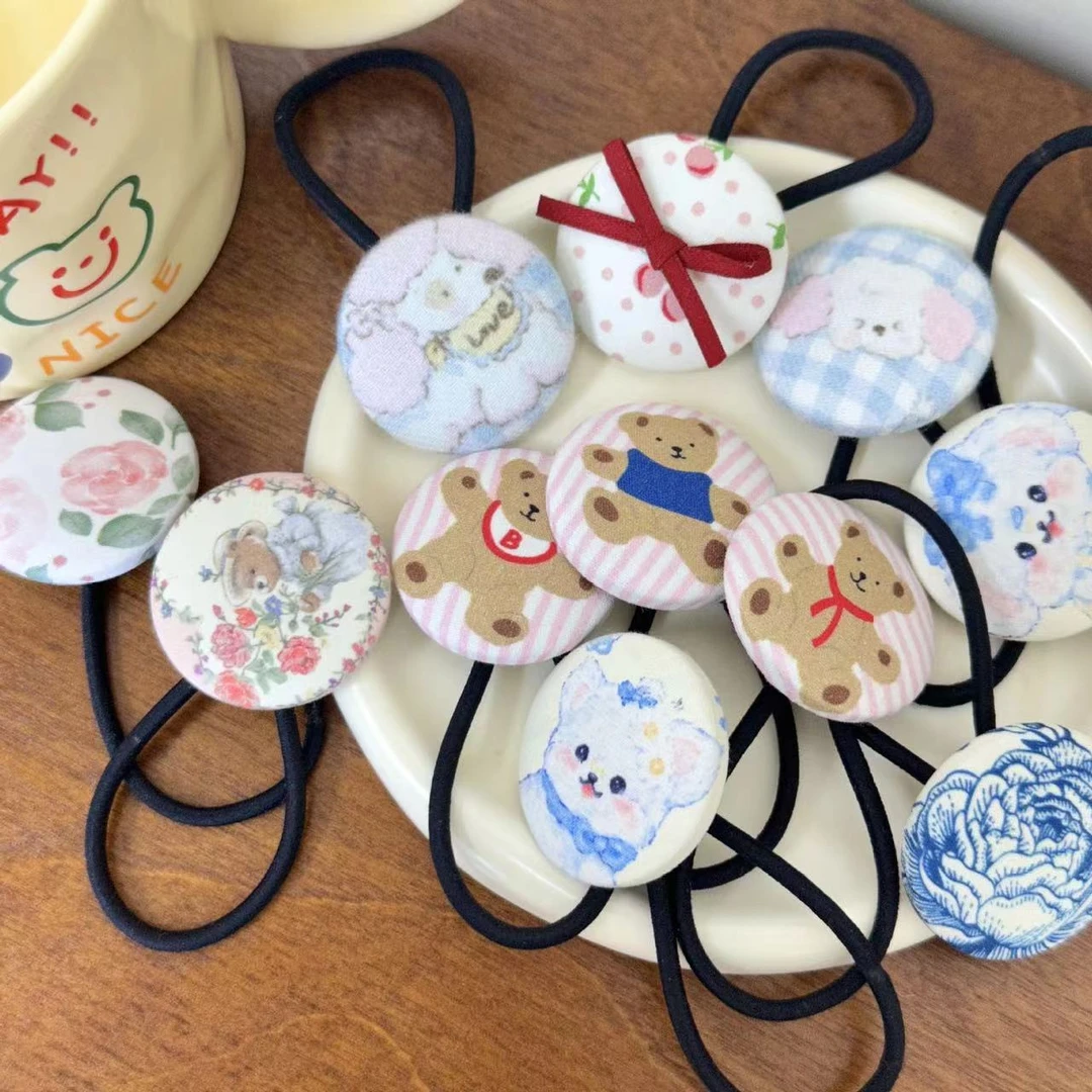 （对对碰）手工纽扣发绳边百搭头绳