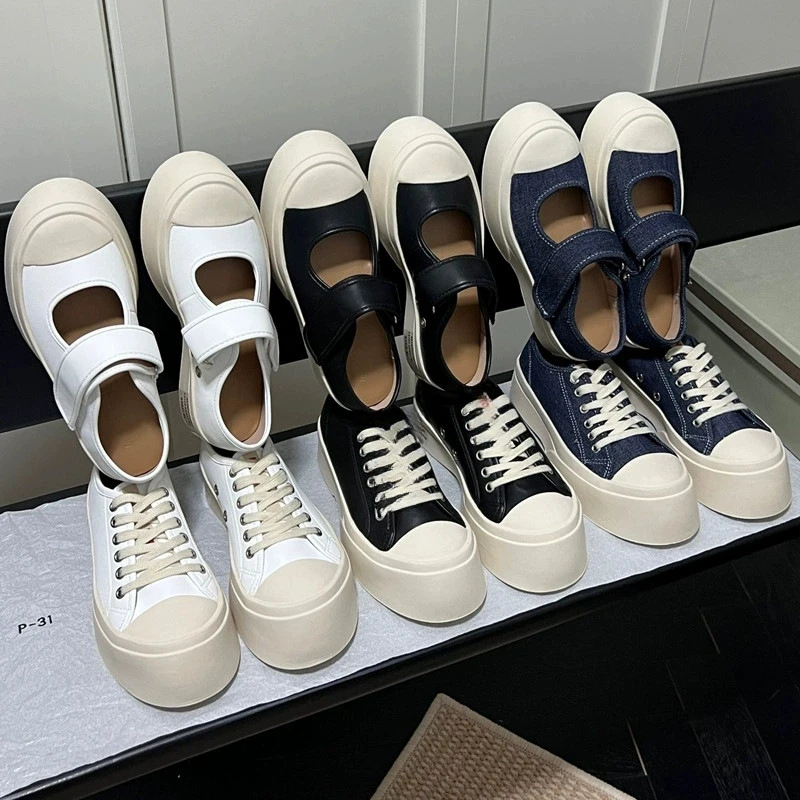 法式玛丽珍女鞋赵露思同款丑萌复古大头鞋小白帆布厚底春夏单鞋