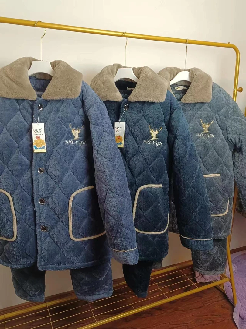 冬款男士三层加厚保暖家居服睡衣男款