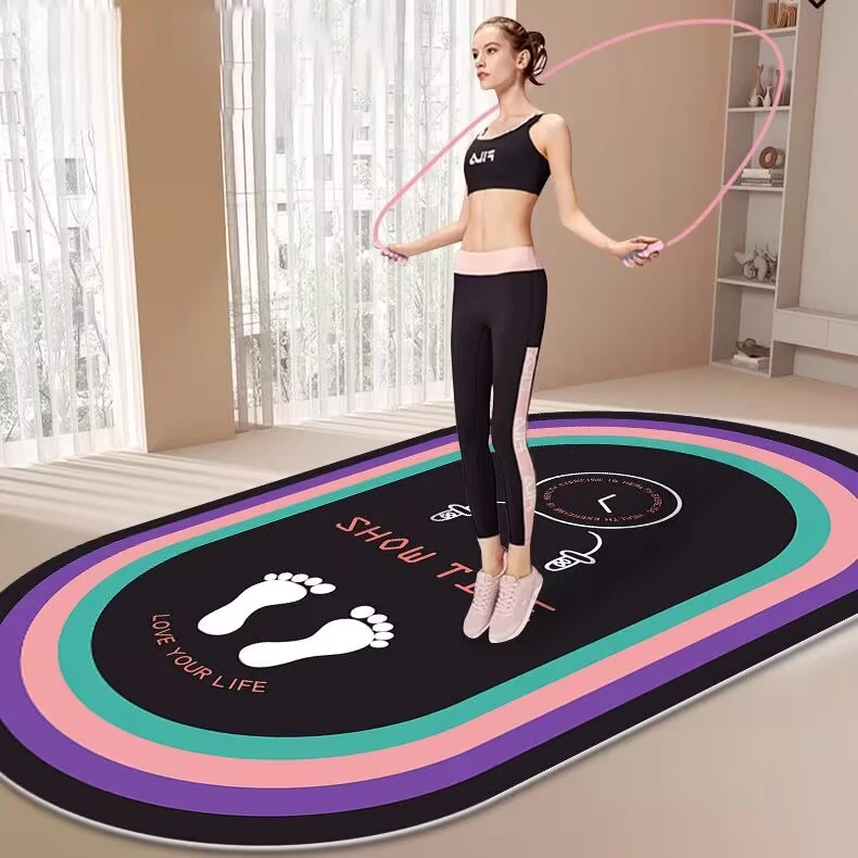 加厚跳绳减震垫瑜伽垫椭圆地垫家用室内静音防滑地毯健身隔音运动