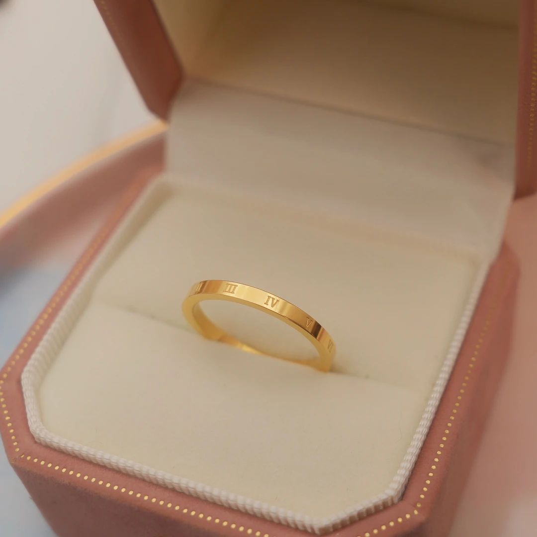 钛钢戒指 不掉色百搭时尚罗马数字素圈戒指A42