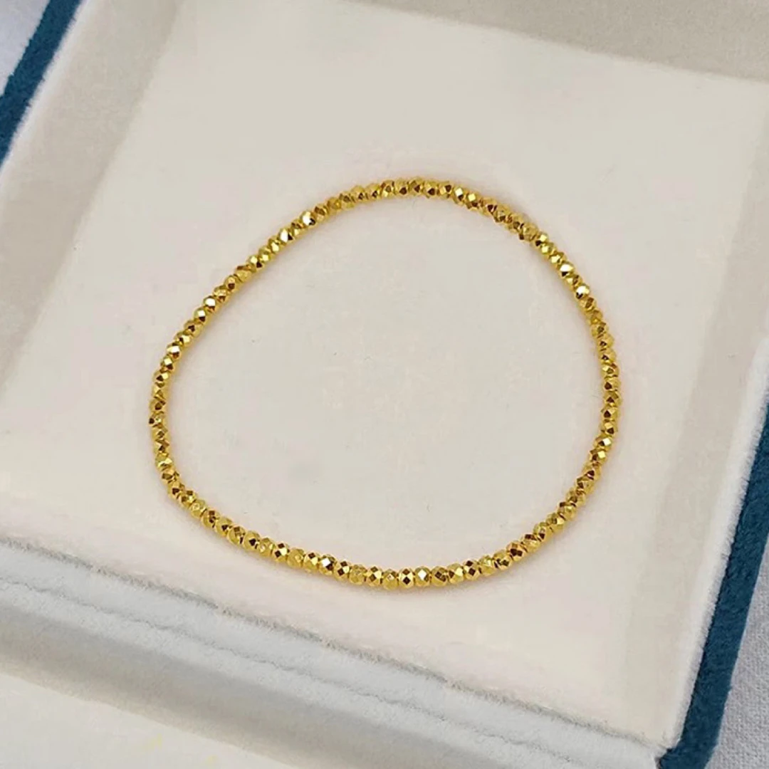 钛钢手链 轻奢高级感细款镭射珠蹦迪手链弹力绳手环C120