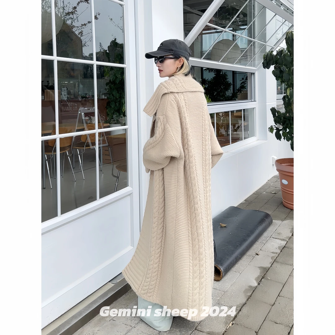 Gemini sheep 氛围感重工麻花针织衫秋装休闲灰色毛衣开衫外套女