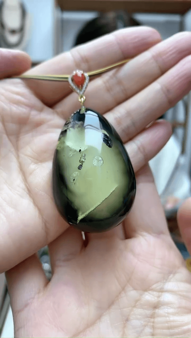 【闪购商品】琥珀裸石银S925镶嵌琥珀吊坠