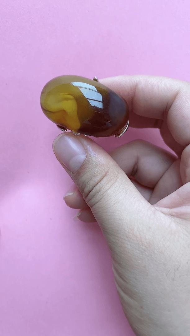 【闪购商品】琥珀裸石银S925镶嵌琥珀戒指