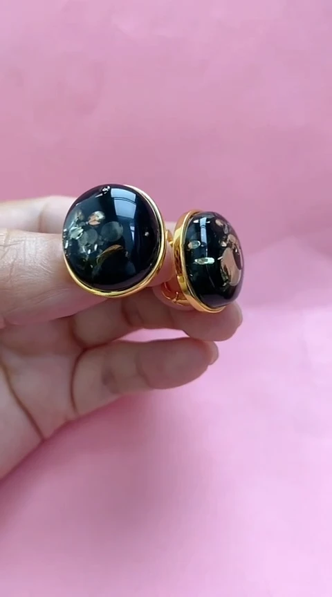 【闪购商品】琥珀裸石银S925镶嵌琥珀耳钉