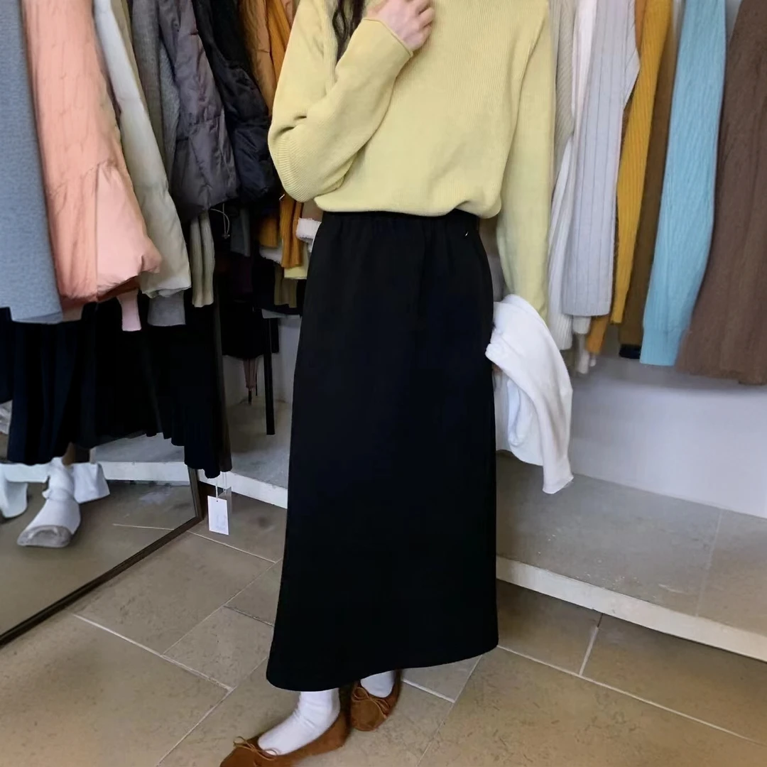 大码女装一条过冬加绒显瘦直筒半身裙不挑腿型百搭