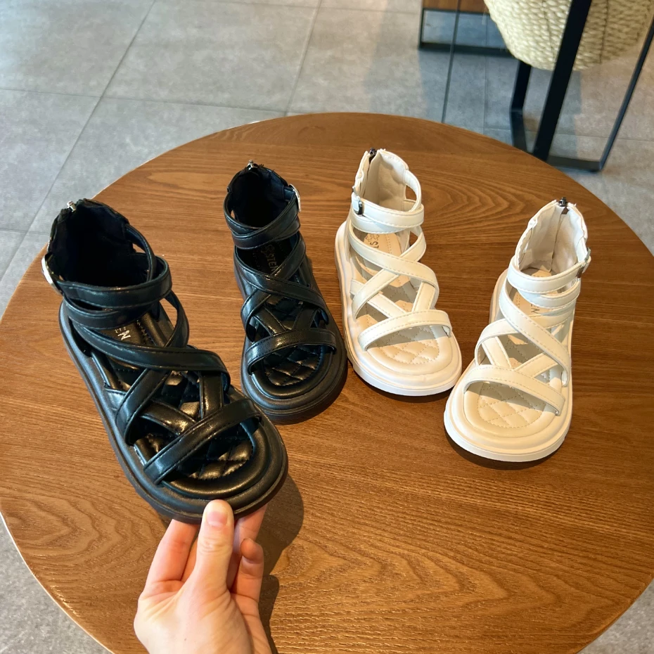 25夏季新款女儿童休闲凉鞋童罗马凉鞋韩版中大童鞋简约凉鞋潮H103