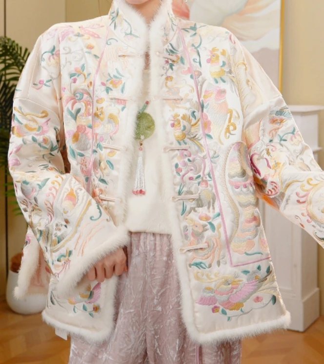 【锦绣前程】毛领早秋新中式老钱风重工棉服上衣2024b7790小鹿