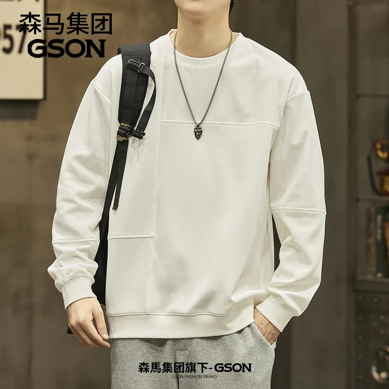 GSON长袖t恤男春秋季新款美式潮牌宽松圆领卫衣重磅大码