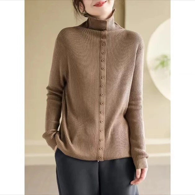 文艺复古2023秋冬新款纯色打底毛衫百搭显瘦设计感套头打底衫上衣