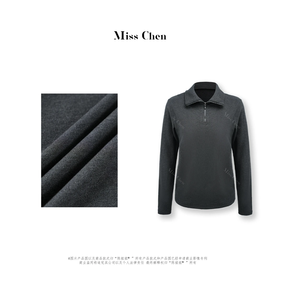 Miss Chen「高阶限定款」男480g“羊绒般体验”加厚德绒半拉链上衣027