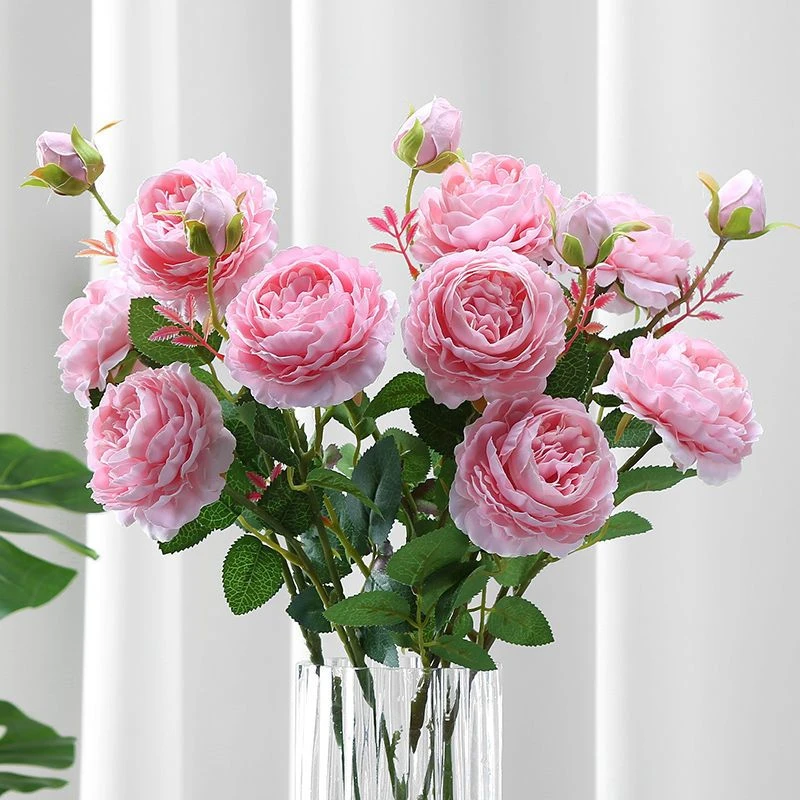 仿真牡丹花假花室内客厅装饰花摆件餐桌花摆设仿真玫瑰花干花花束