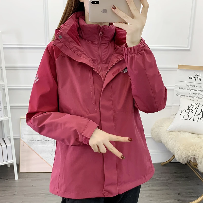 羽绒三合一冲锋衣女可拆卸两件套冬户外运动登山防风防水保暖外套