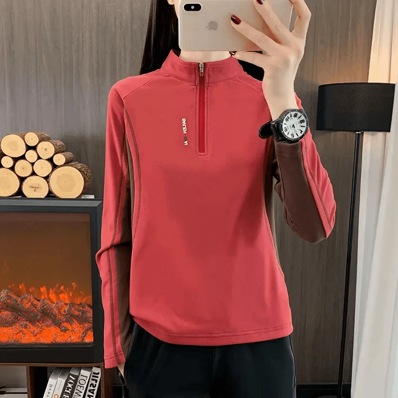 速干衣女立领长袖t恤轻薄透气户外跑步运动登山加绒加厚登山弹力