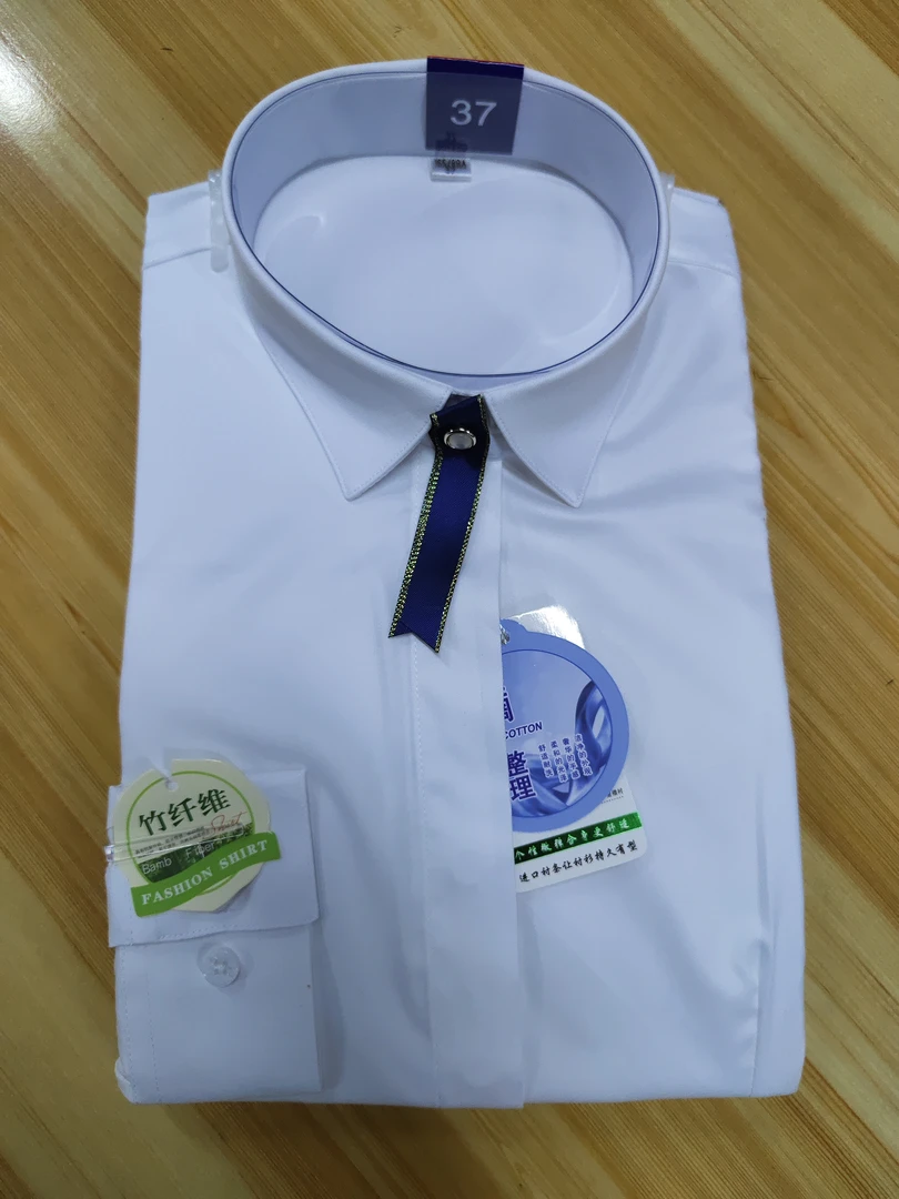 弹力竹纤维女衬衣白长袖时尚工作服商务职业装面试装翻领舒适透气