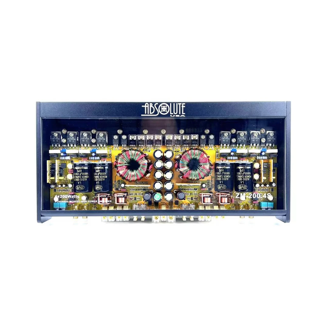 汽车音响改装 美国ABS ZM-200.4S发烧级大功率四通道纯后级功放