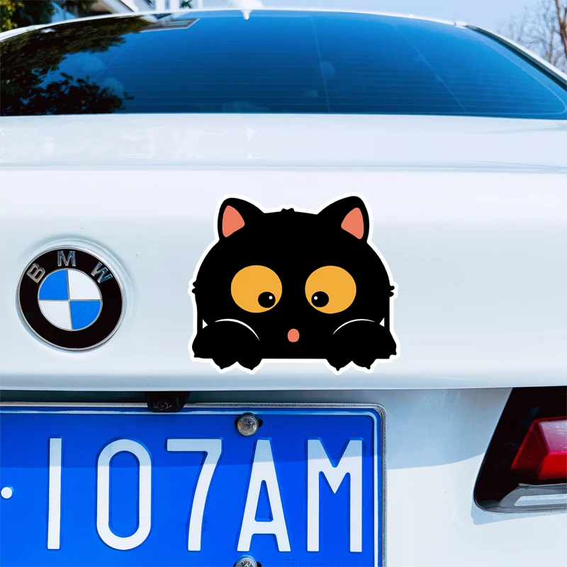 黑色猫头 拉通 个性 创意 可爱 汽车车贴贴纸 划痕贴