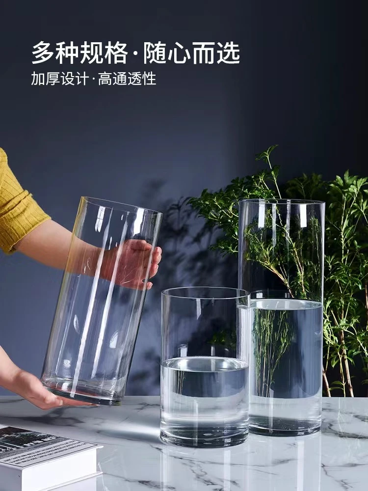 简约透明玻璃花瓶大号