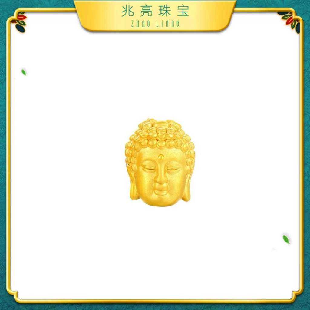 兆亮珠宝黄金硬金佛头金色精美精致双面男女款编织手工手绳串配饰
